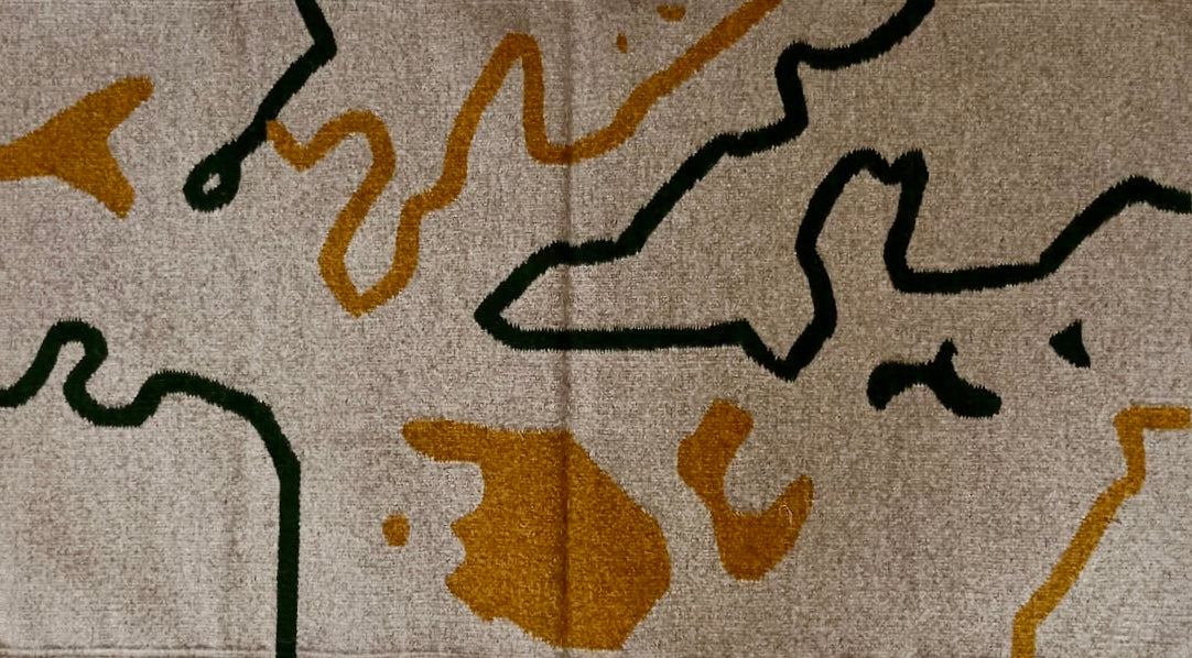 Rug: Blue Lines & Brown Dots