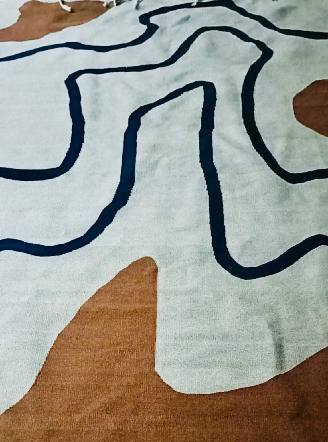 Rug: Blue Lines & Brown Dots